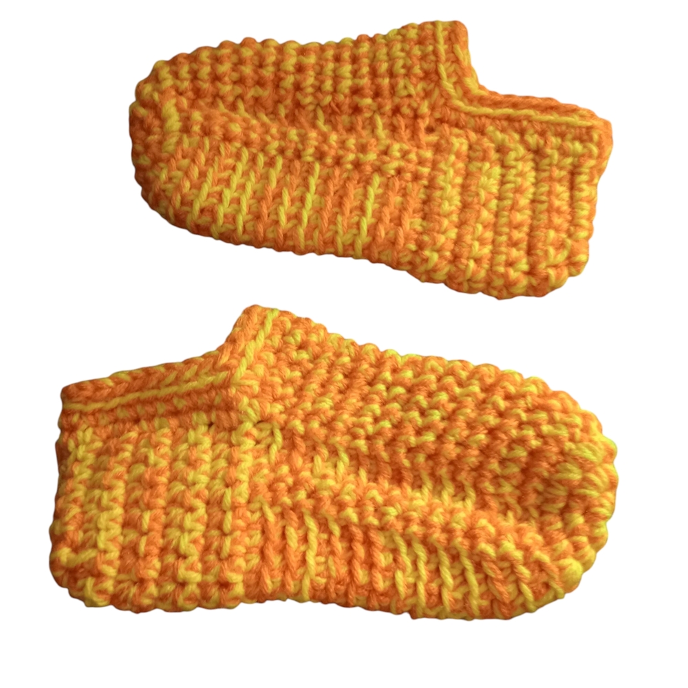 Handmade Orange Knitted Socks - Picture 3 of 3